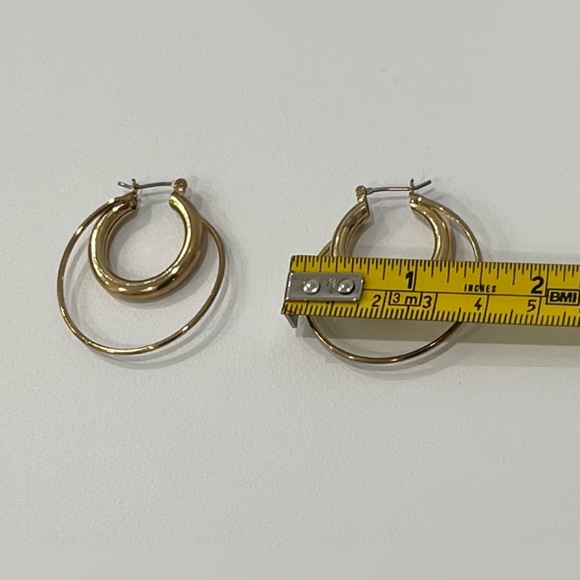 Elegant Gold-Tone Hoop and Dangle Pierced Earrings (2 Pairs) - Picture 3 of 3